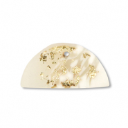 Pendentifs en polymère semi-circulaire Blanc cassé-beige-doré