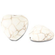 Perles en c&eacute;ramique c&oelig;ur Blanc cass&eacute;