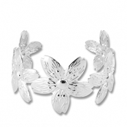 Bracelets en acier Inox jonc fleur Argenté