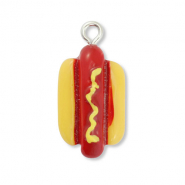 Pendentifs en r&eacute;sine hot dog Rouge fonc&eacute;-jaune