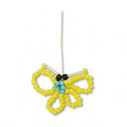 Pendentifs en perles de verre papillon Jaune-turquoise-noir