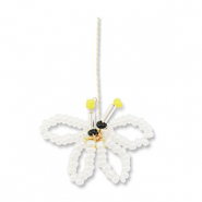 Pendentifs en perles de verre papillon Blanc-jaune-noir