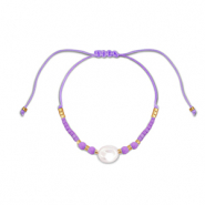 Bracelets tendance perles mixtes Violet-blanc-doré