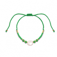 Bracelets tendance perles mixtes Vert-blanc-doré
