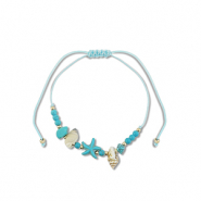 Bracelets tendance perles mixtes Turquoise-doré