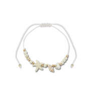 Bracelets tendance perles mixtes Blanc-doré
