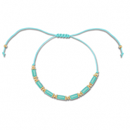 Chaînes de cheville tendance perles mixtes Turquoise-doré