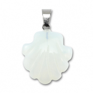 Pierres naturelles pendentifs verre coquille Transparent blanc