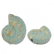 Perles en céramique DQ grecque coquille Turquoise-doré