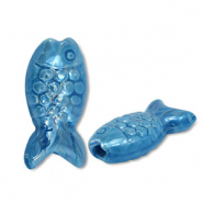 Perles en céramique DQ grecque poisson Bleu pétrole