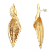 Boucles d'oreilles accroche-regard feuille Dor&eacute;