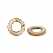 Perles coquillage 15mm rond Marron