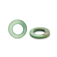 Perles coquillage 15mm rond Vert fonc&eacute;