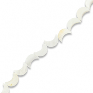 Perles coquillage lune Blanc cass&eacute;
