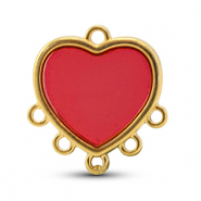 Breloques en métal DQ avec 6 anneaux Rouge-Doré (sans nickel)