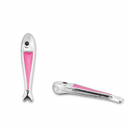 Breloques en métal DQ poisson Rosa magenta-Argenté antique (sans nickel)