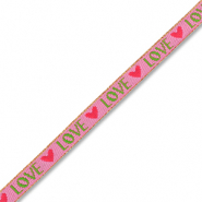 BY31® Ruban texte "Love" Rose foncé-vert-rouge-doré