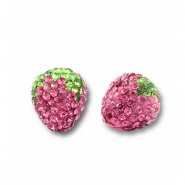Perles acryliques avec strass fraise Rose-vert clair