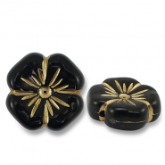 Perles acryliques fleur Noir-dor&eacute;