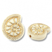 Perles acryliques coquille Blanc cass&eacute;-dor&eacute;