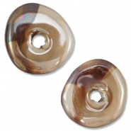 Perles en c&eacute;ramique DQ grecque donut Marron