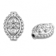 Perles en acier Inox ovale avec &agrave; pois Argent&eacute;