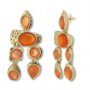 Boucles d'oreilles accroche-regard Dor&eacute;-corail