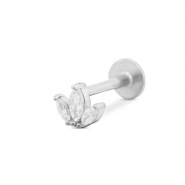 Piercing d&rsquo;oreilles en acier Inox feuille Argent&eacute;