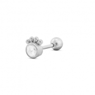 Piercing d&rsquo;oreilles en acier Inox rond avec boules Argent&eacute;