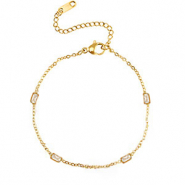 Bracelets en acier Inox cristal Doré