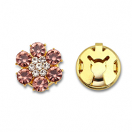 Cache-boutons en laiton Eco-brass® zirconium fleur Doré-rose vintage-cristal