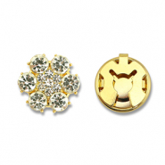Cache-boutons en laiton Eco-brass® zirconium fleur Doré-cristal
