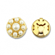 Cache-boutons en laiton Eco-brass® perles Doré-blanc