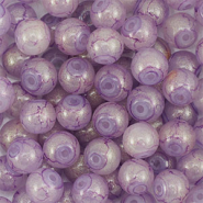 Perles en verre avec pailletes 6 mm Violet-dor&eacute;
