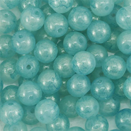 Perles en verre avec pailletes 6 mm Bleu turquoise-dor&eacute;