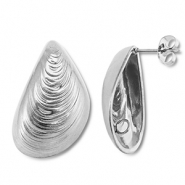Appr&ecirc;ts en acier Inox boucles d'oreilles / puces d&rsquo;oreilles moule avec anneau Argent&eacute;