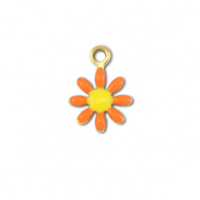 Breloques en acier Inox fleur Dor&eacute;-orange-jaune