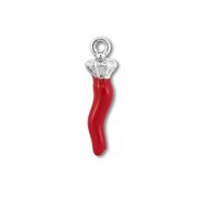 Breloques en acier Inox piment Argenté-rouge