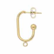 Appr&ecirc;ts en acier Inox boucles d'oreilles / puces d&rsquo;oreilles oblong ovale avec anneau Dor&eacute;