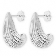 Boucles d'oreilles / puces en acier Inox goutte Argent&eacute;
