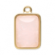 Breloques en acier Inox pierre naturelle rectangle Doré-rose