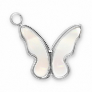 Breloques en acier Inox coquillage papillon Argenté-blanc