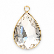 Breloques en acier Inox facettée goutte Doré-cristal