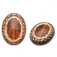 Perles acryliques ovale Marron cognac-doré