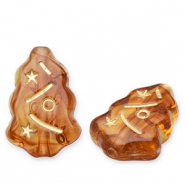 Perles acryliques sapin de Noël Marron cognac-doré