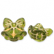 Perles acryliques nœud avec cloches de Noël Vert olive-doré