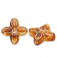 Perles acryliques fleur Marron cognac-doré