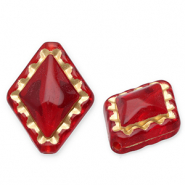 Perles acryliques rhombe Rouge-doré