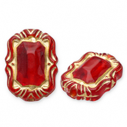 Perles acryliques rectangle Rouge-doré