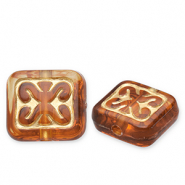 Perles acryliques rectangle Marron cognac-doré